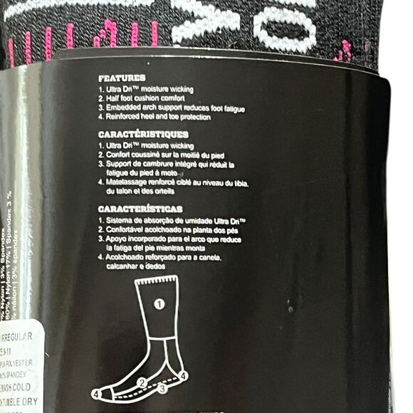 Harley-Davidson Black and Fuchsia Boot Socks, 2 Pairs, Size M, NWT - Picture 6 of 6